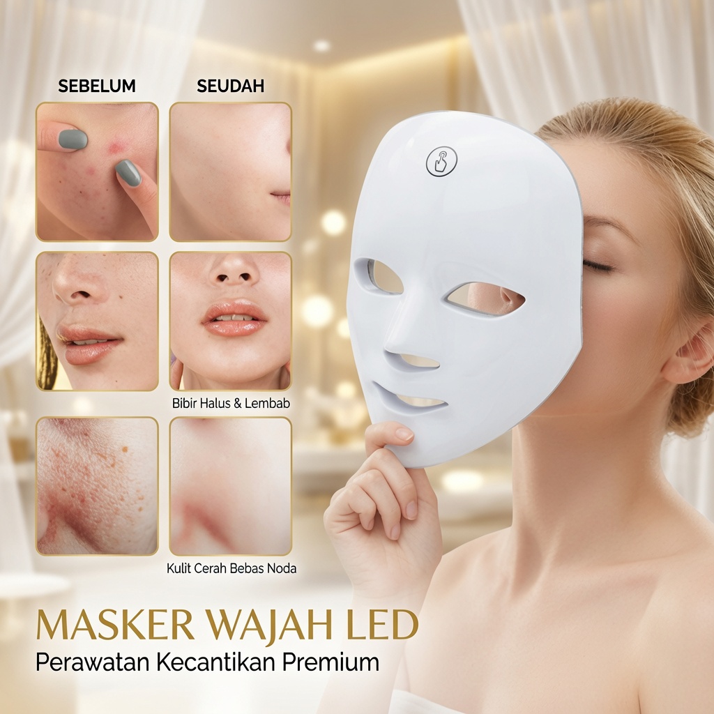 LED Photon Therapy Face Mask 7 Warna Premium