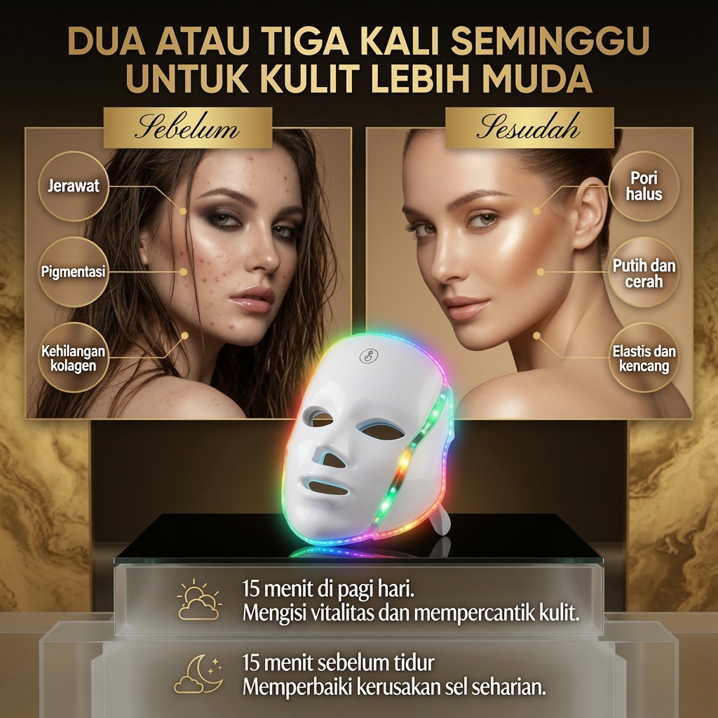 LED Photon Therapy Face Mask 7 Warna Premium